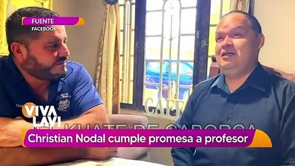 Christian Nodal le regala camioneta a su maestro de la primaria
