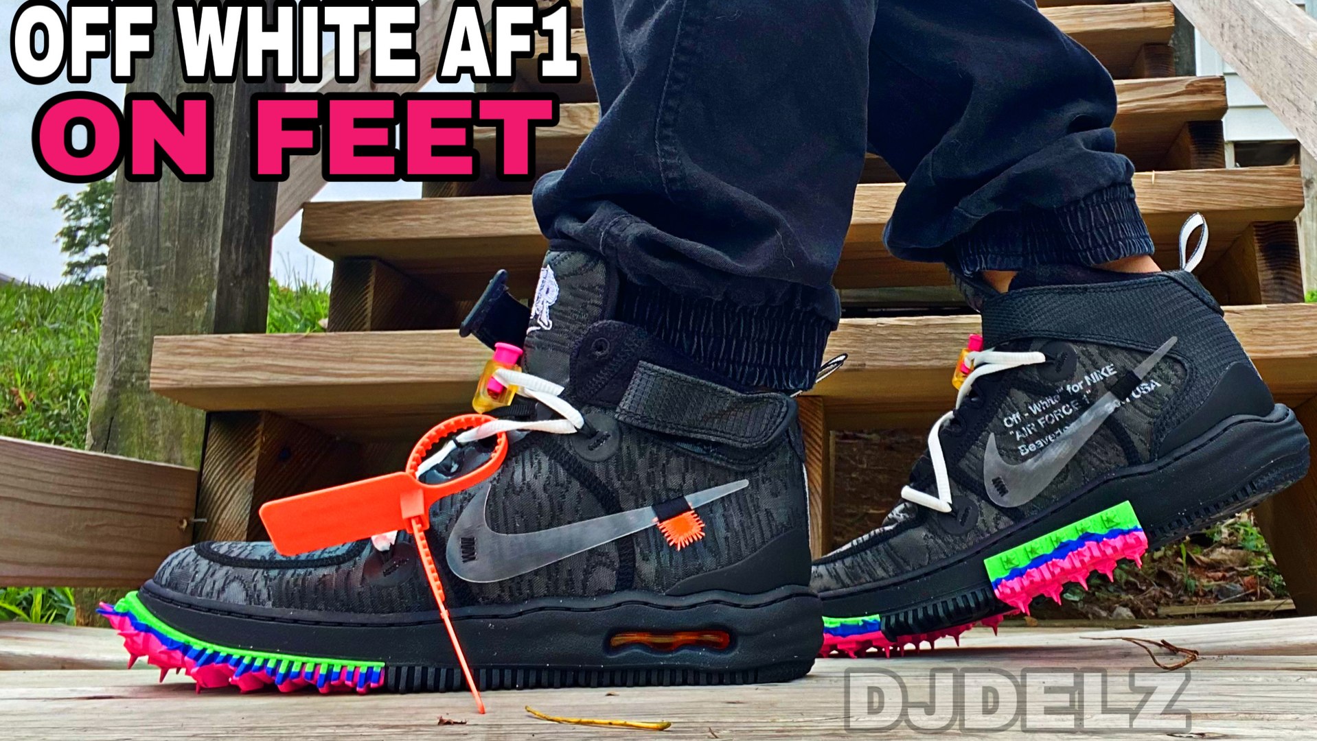 Off white nike Air Force 1 mid block noir sneaker review on feet
