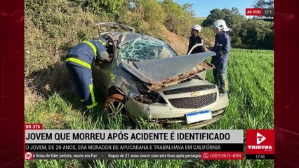 Jovem que morreu após capotamento na BR-376 é identificado