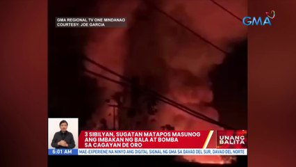 3 sibilyan, sugatan matapos masunog ang imbakan ng bala at bomba sa Cagayan de Oro | UB