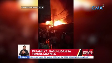 15 pamilya, nasunugan sa Tondo, Maynila | UB