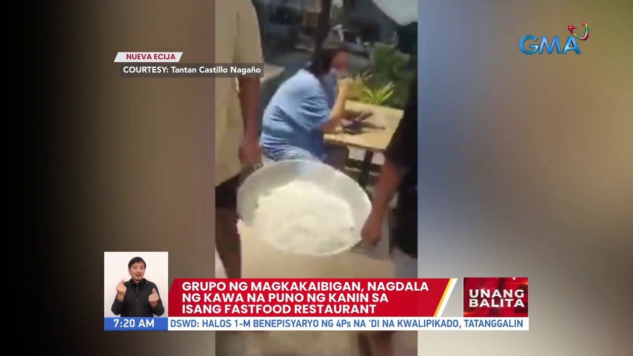 Grupo ng magkakaibigan, nagdala ng kawa ng puno ng kanin sa isang fastfood restaurant | UB