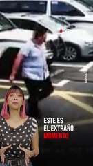 Extraño momento en que un hombre finge ser atropellado por un coche de policía