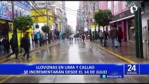 Senamhi: llovizna en Lima y Callao se incrementarán desde este 14 de julio