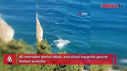 40 metreden denize atladı, kısa süreli baygınlık geçirdi