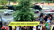 VIDEO: López Obrador llega a Washington y migrantes lo ovacionan