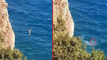 40 metre yükseklikten denize ters düşünce genç bilinç kaybı yaşadı