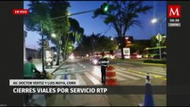 Afectaciones de cierres viales por servicios de RTP en CDMX