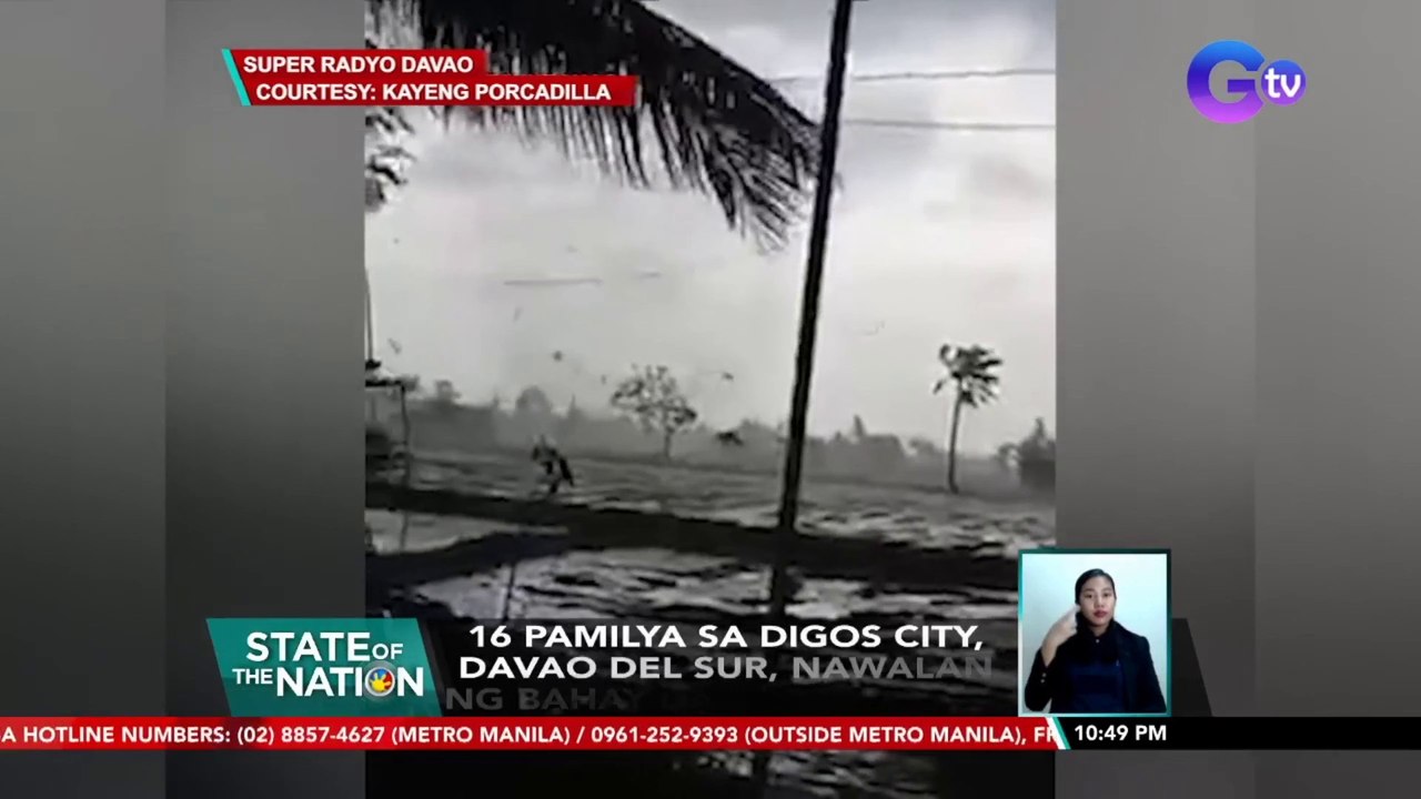 16 pamilya sa Digos City, Davao Del Sur, nawalan ng bahay dahil sa buhawi | SONA