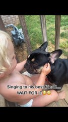 2-Year-Old Gets Vomited on While Singing to Frenchie