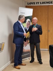 Education trust boss Andy Brown welcomes "Eddie the Eagle" as he prepares to inspire Hartlepool teachers