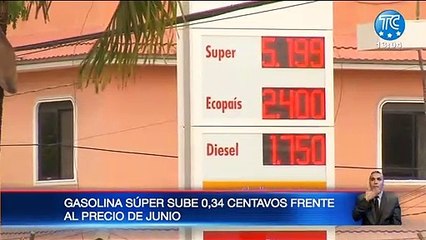 Gasolina super sube 0,34 centavos frente al precio de junio
