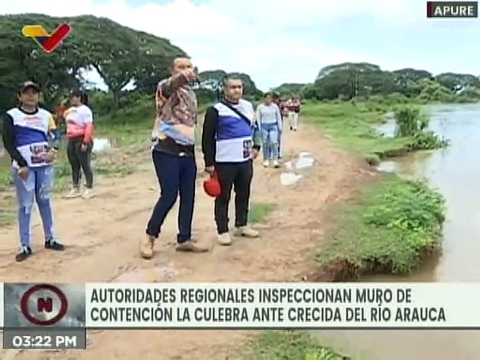 Autoridades del estado Apure inspeccionan muro de contención La Culebra ante crecida del río Arauca