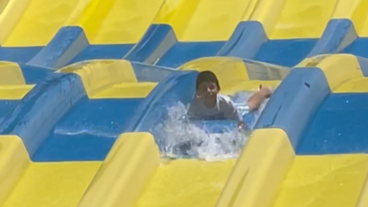 Sister Helps Blind Brother Experience Water Slide For First Time | Happily TV