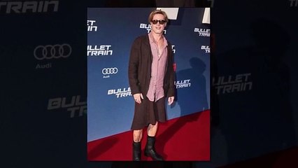 Rol aldığı filmin galasında etek giyen Brad Pitt, alay konusu oldu