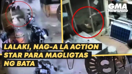 Lalaki, nag-a la action star para magligtas ng bata | GMA News Feed