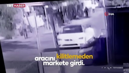 Sürücü indi, hırsız diğer kapıdan bindi