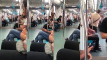 Marmaray'da güreşir gibi kavga ettiler
