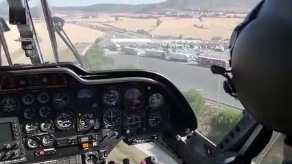 Los controles de la Guardia Civil durante los Sanfermines a vista de helicóptero