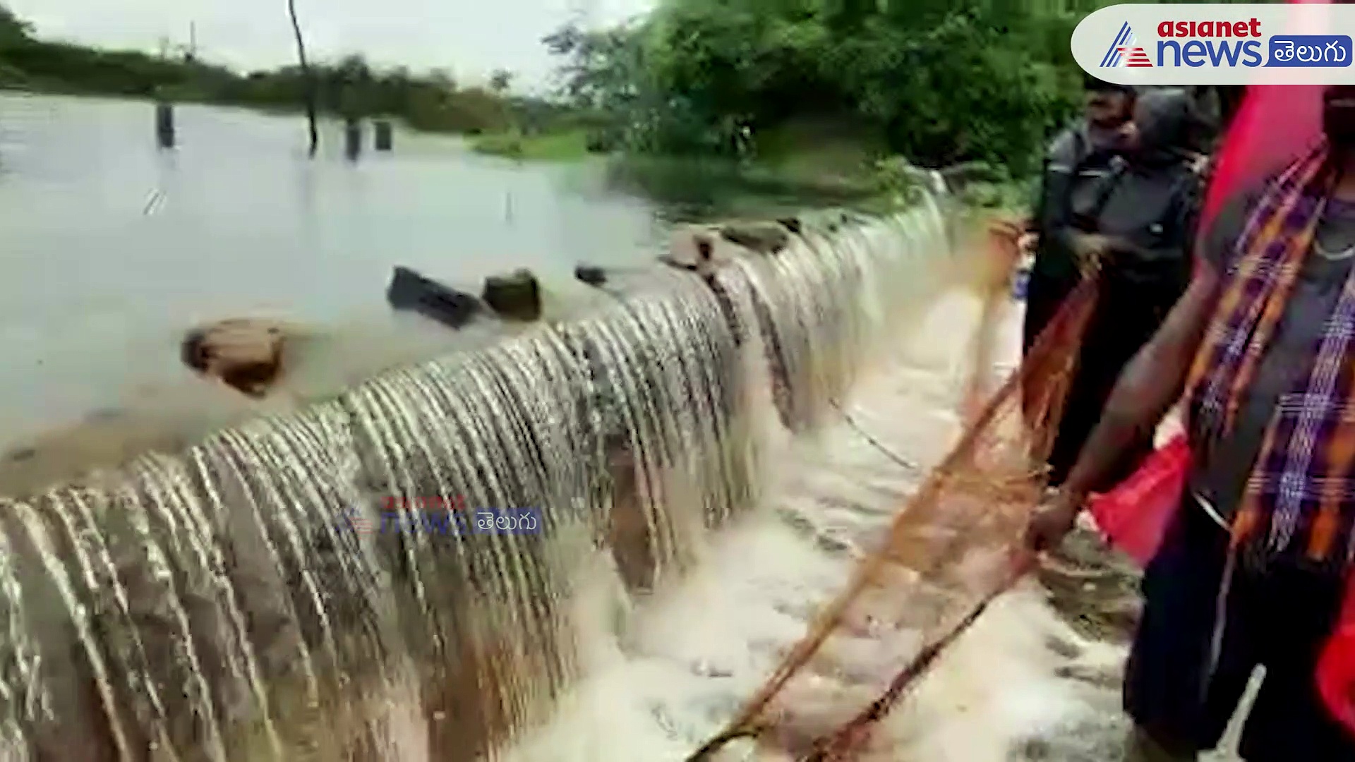 మత్తడి దుంకుతున్న హుస్నాబాద్ కొచ్చెరువు... చేపల కోసం మత్సకారుల కష్టాలివీ...