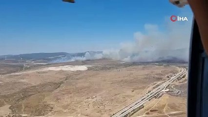 İzmir'de makilik ve otluk alanda yangın