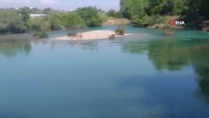 Manavgat ırmağında mahsur kalan vatandaşlar böyle kurtarıldı