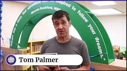Leeds author Tom Palmer visited Hunslett Carr Primary to open their new library