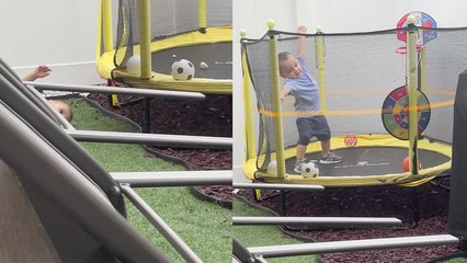 'Toddler learns that life isn't perfect when he unexpectedly falls off trampoline'
