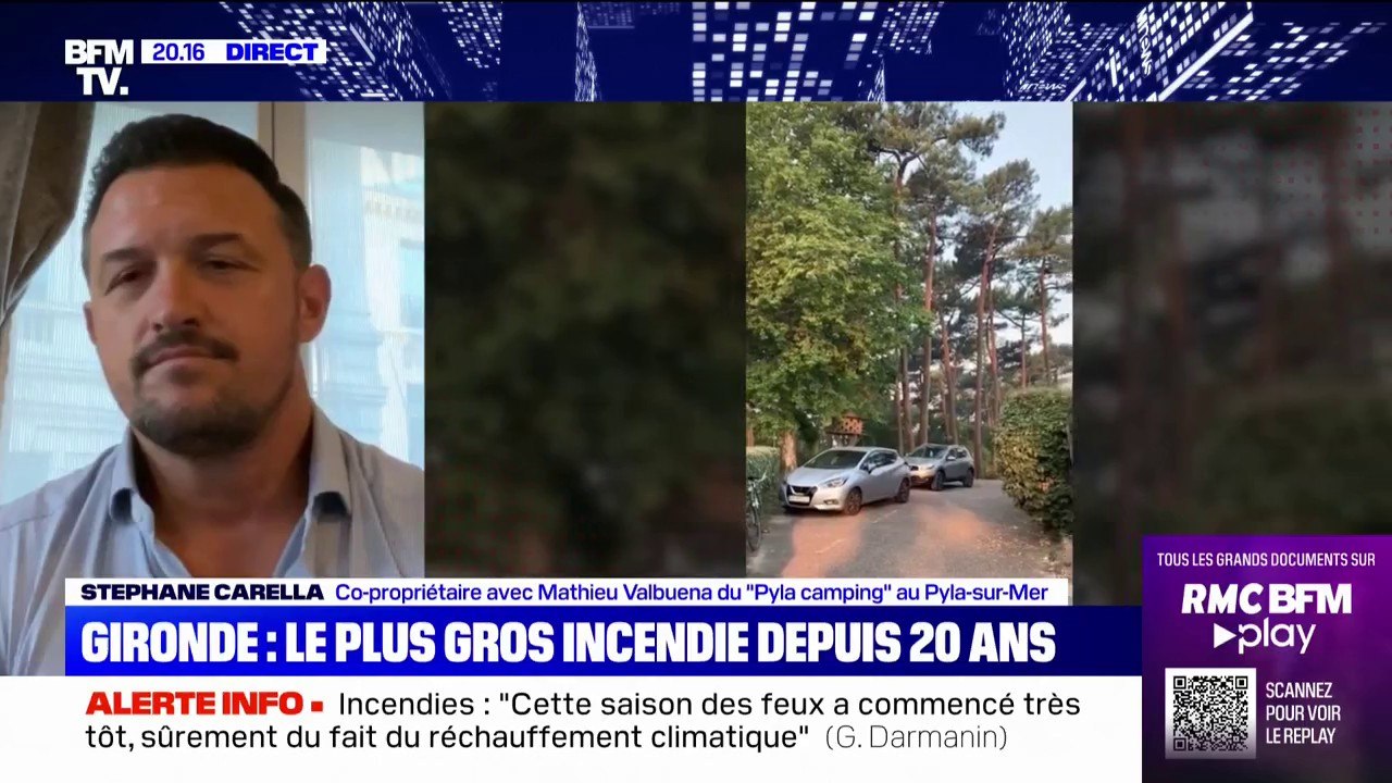 Incendies en Gironde: "C'est vraiment compliqué [...] le principal est que tout le monde soit en sécurité" déclare ce propriétaire d'un camping évacué près de la dune du Pilat