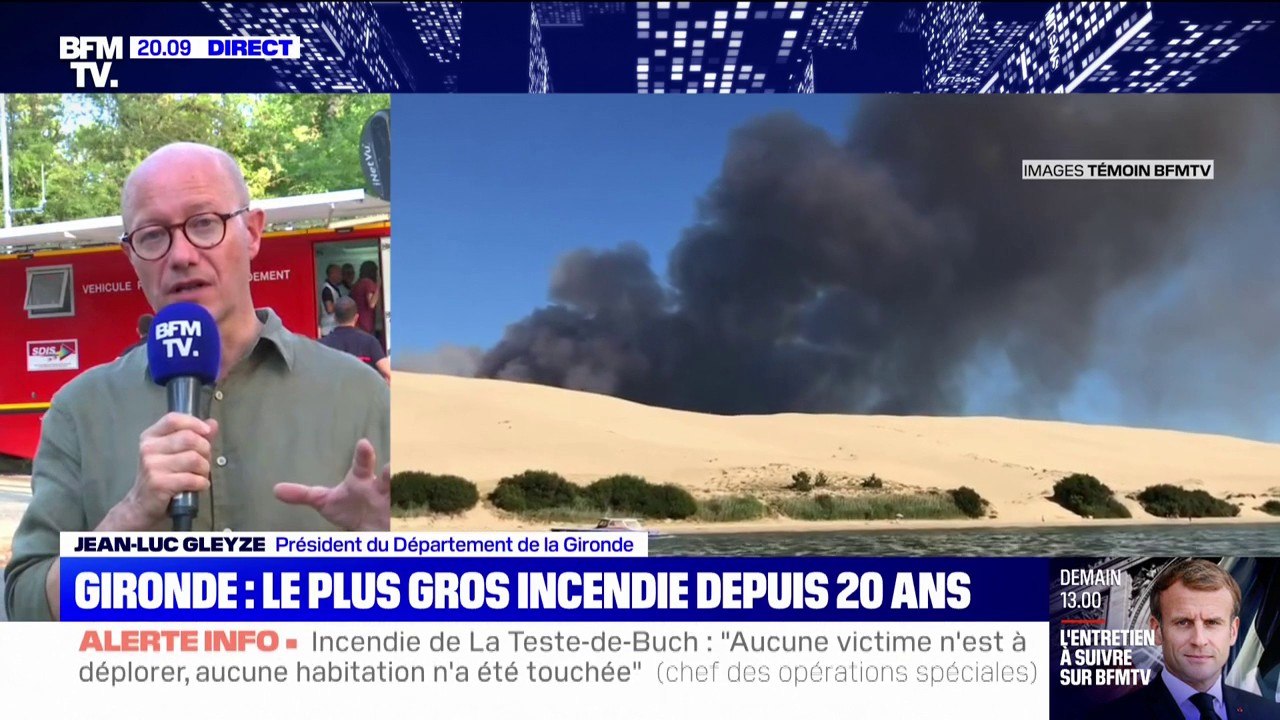 Incendies: "Plus de 1000 hommes et femmes sont présents sur le site", explique Jean-Luc Gleyze en évoquant le dispositif mis en place en Gironde