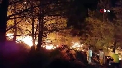 Datça’daki orman yangınında çalışmalar gece de devam ediyor