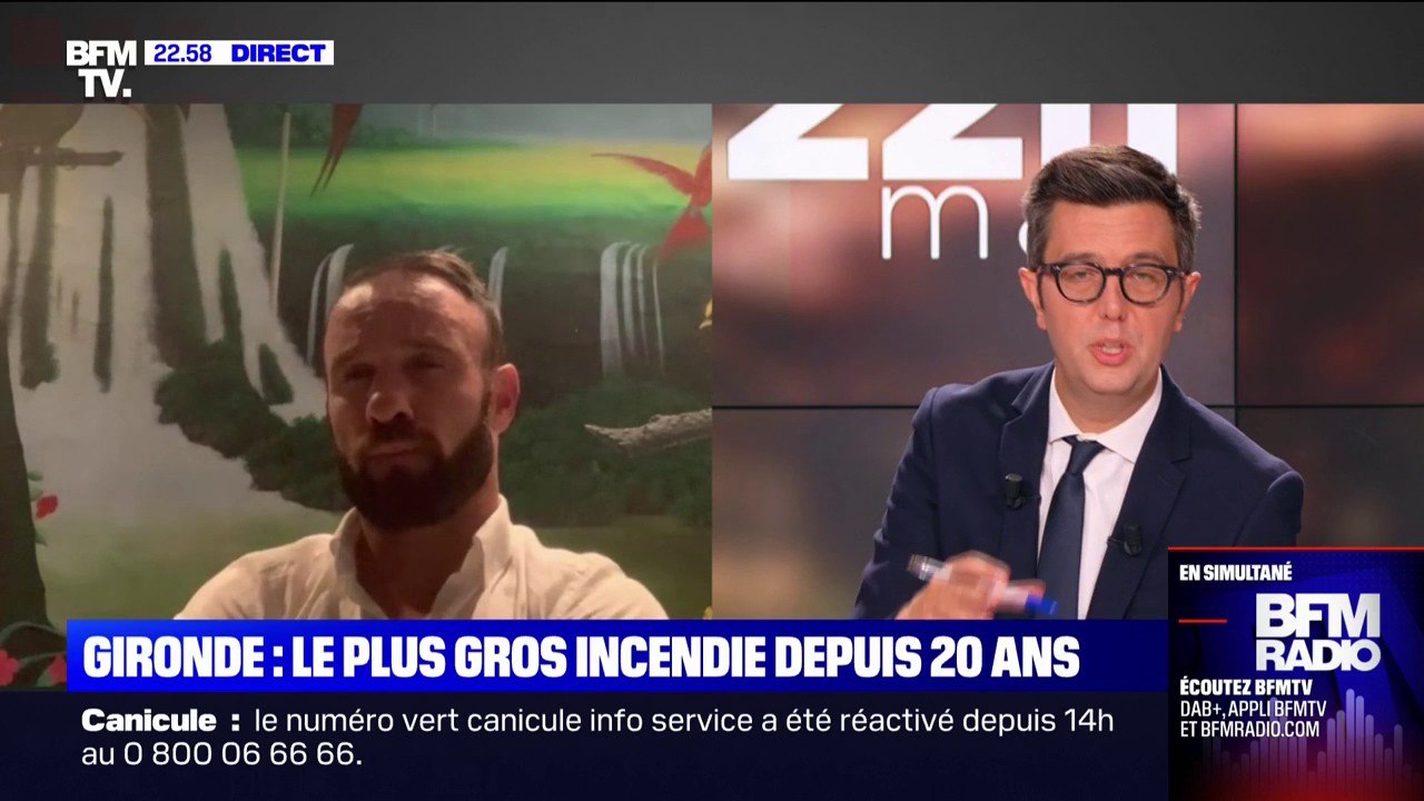 Gironde: "L'important est d'arriver à cesser le feu rapidement" déclare Mathieu Valbuena, joueur de football et propriétaire d'un camping situé près de la dune du Pilat