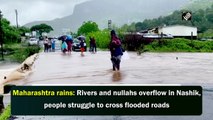 Maharashtra rains: Rivers and nullahs overflow in Nashik, people struggle to cross flooded roads