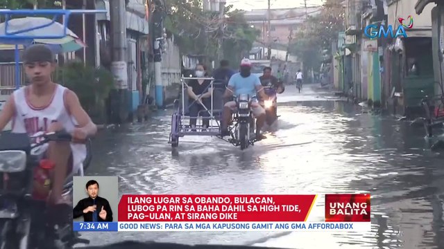 Ilang lugar sa Obando, Bulacan, lubog pa rin sa baha dahil sa high tide, pag-ulan, at sirang dike | UB