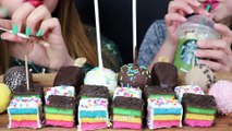 ASMR CAKE POP PARTY! + STARBUCKS FRAPPUCCINOS 초콜릿 케이크팝 리얼사운드 먹방 Kim&Liz ASMR