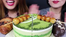 ASMR MATCHA MOUSSE CAKE + DANGO + CHOCOLATE CROISSANTS 케이크 리얼사운드 먹방  Kim&Liz ASMR