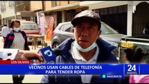 Los Olivos: Familia cuelga su ropa y hasta una frazada en cables de alumbrado público
