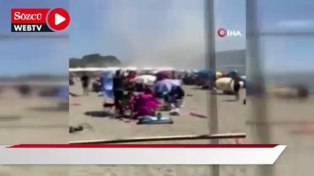 Plajda oluşan hortum panik oluşturdu... O anlar kamerada