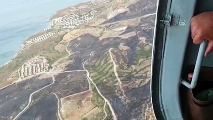 Çeşme'de yanan alanlar havadan görüntülendi