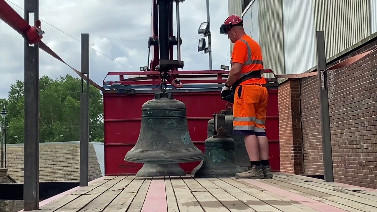 Bells removed by crane at Hartlepool's All Saints' Church - video ...