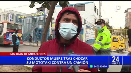 Download Video: Mototaxista muere tras chocar contra camión en SJM: víctima conducía en dirección contraria