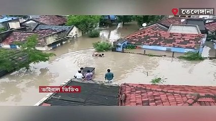 Viral Video: বন্যায় ভেসেছে গ্রাম, তিন মাসের শিশুকন্যাকে মাথায় নিয়ে জল পেরোলেন মা