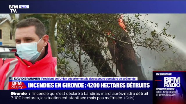 Incendies en Gironde: Le feu n'est pas fixé annonce David Brunner, président de l'Union départementale des sapeurs-pompiers de la Gironde