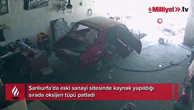 Sanayide oksijen tüpü böyle patladı