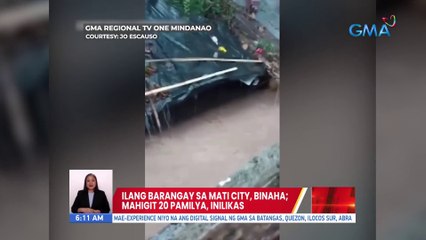 Ilang barangay sa Mati City, binaha; Mahigit 20 pamilya, inilikas | UB