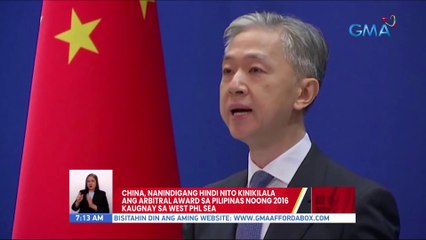 China, nanindigan hindi nito kinikilala ang Arbitral Award sa Pilipinas noong 2016 kaugnay sa West PHL Sea | UB