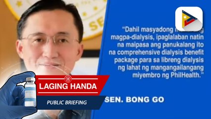 Download Video: Free Dialysis Act of 2022 o batas na magbibigay ng comprehensive dialysis benefit package sa mga PhilHealth members, inihain ni Sen. Go