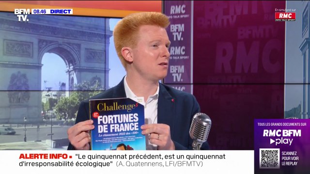 Après Fabien Roussel, Adrien Quatennens (@AQuatennens) brandit le numéro Fortunes de France du magazine Challenges pour dénoncer l'inégale répartition des richesses