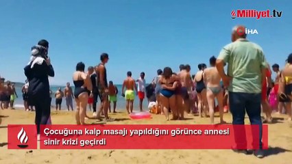 Çocuğuna kalp masajı yapıldığını görünce annesi sinir krizi geçirdi