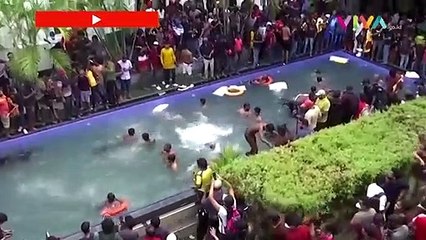 Para Demonstran Gembira Presiden Sri Lanka Mengundurkan Diri